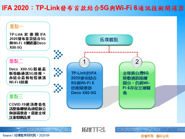 IFA 2020：TP-Link发布首款结合5G与Wi-Fi 6通讯技术闸道器