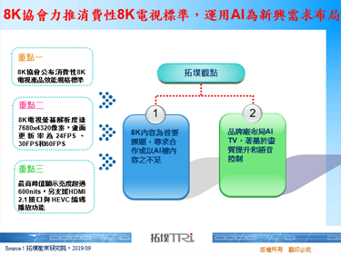8K协会力推消费性8K电视标准，运用AI为新兴需求布局