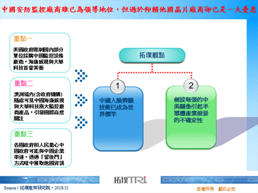 中国安防监控厂商虽已为领导地位，但过于仰赖他国晶片厂商却已是一大忧患