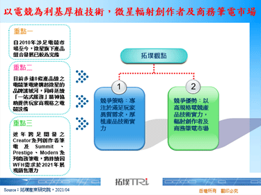以电竞为利基厚植技术，微星辐射创作者及商务笔电市场