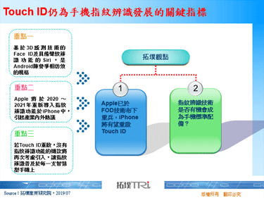 Touch ID仍为手机指纹辨识发展的关键指标