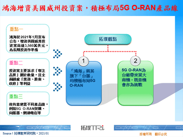 鸿海增资美国威州投资案，积极布局5G O-RAN产品线